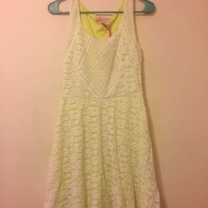 NWT Candies White and Bright Green Lace Dress